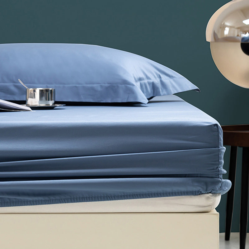 Fitted Bed Sheet Solid Color Non-pilling Breathable Skin-friendly Bed Sheet Set
