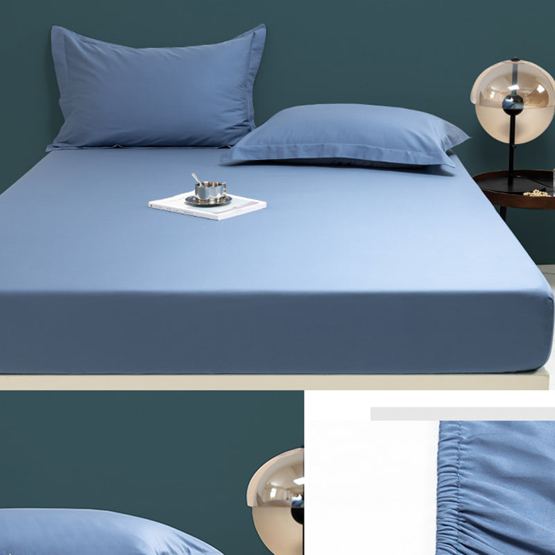 Fitted Bed Sheet Solid Color Non-pilling Breathable Skin-friendly Bed Sheet Set