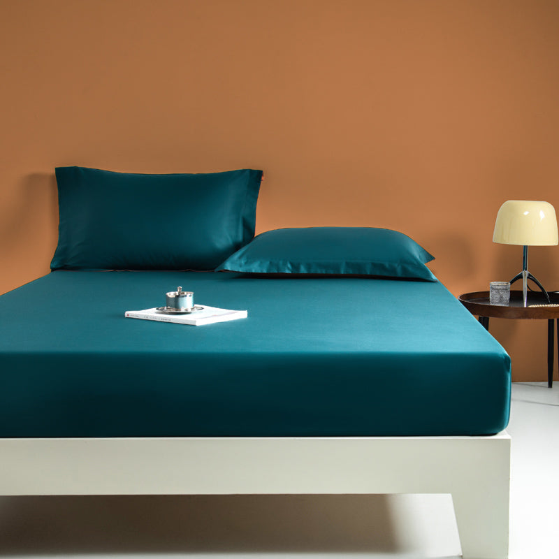 Fitted Bed Sheet Solid Color Non-pilling Breathable Skin-friendly Bed Sheet Set