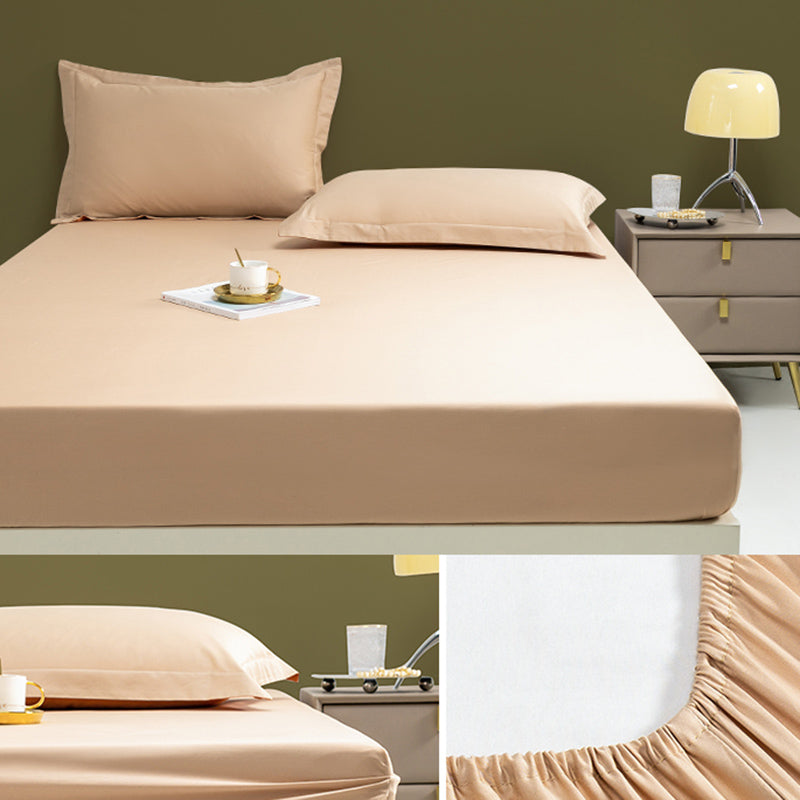 Fitted Bed Sheet Solid Color Non-pilling Breathable Skin-friendly Bed Sheet Set