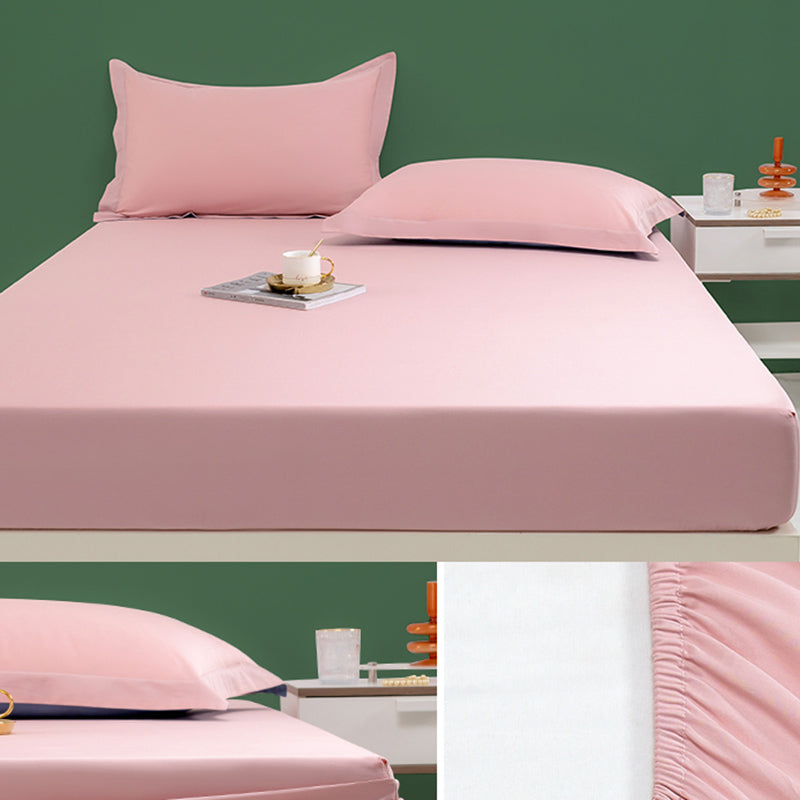Fitted Bed Sheet Solid Color Non-pilling Breathable Skin-friendly Bed Sheet Set