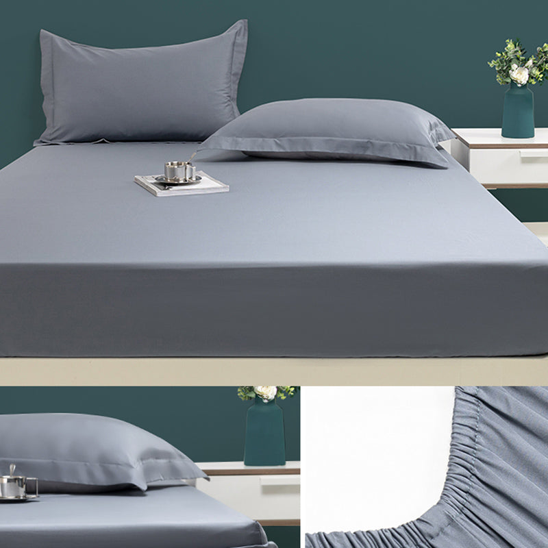 Fitted Bed Sheet Solid Color Non-pilling Breathable Skin-friendly Bed Sheet Set