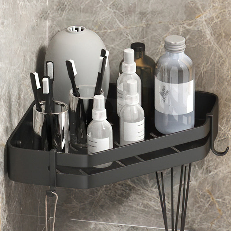 Modern 2/3-Piece Bathroom Set Stainless Triangle Bath Shelf in Aluminum