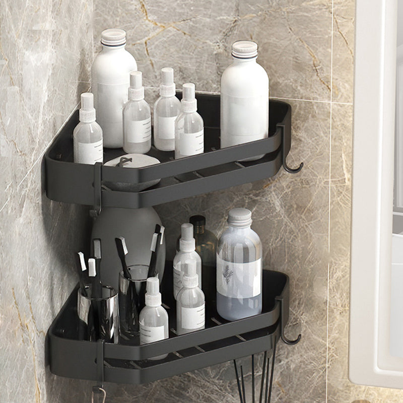 Modern 2/3-Piece Bathroom Set Stainless Triangle Bath Shelf in Aluminum