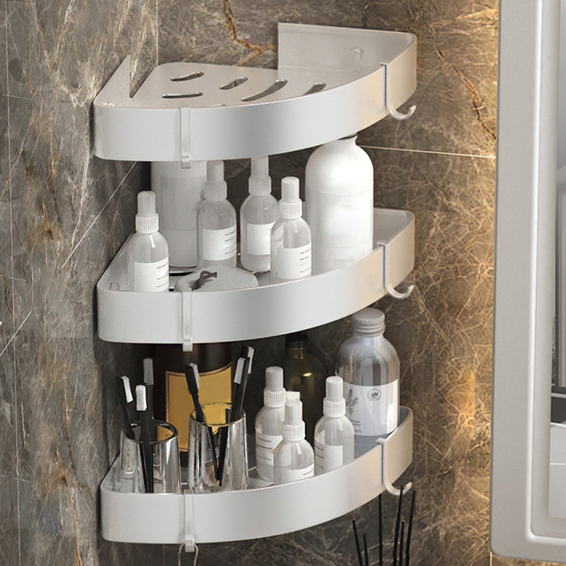 Modern 2/3-Piece Bathroom Set Stainless Triangle Bath Shelf in Aluminum