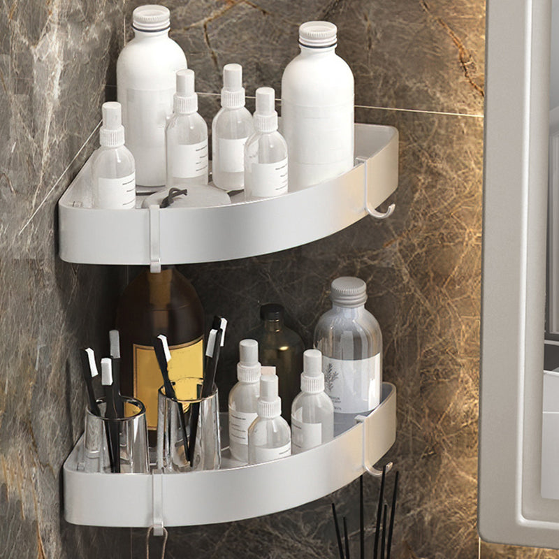 Modern 2/3-Piece Bathroom Set Stainless Triangle Bath Shelf in Aluminum