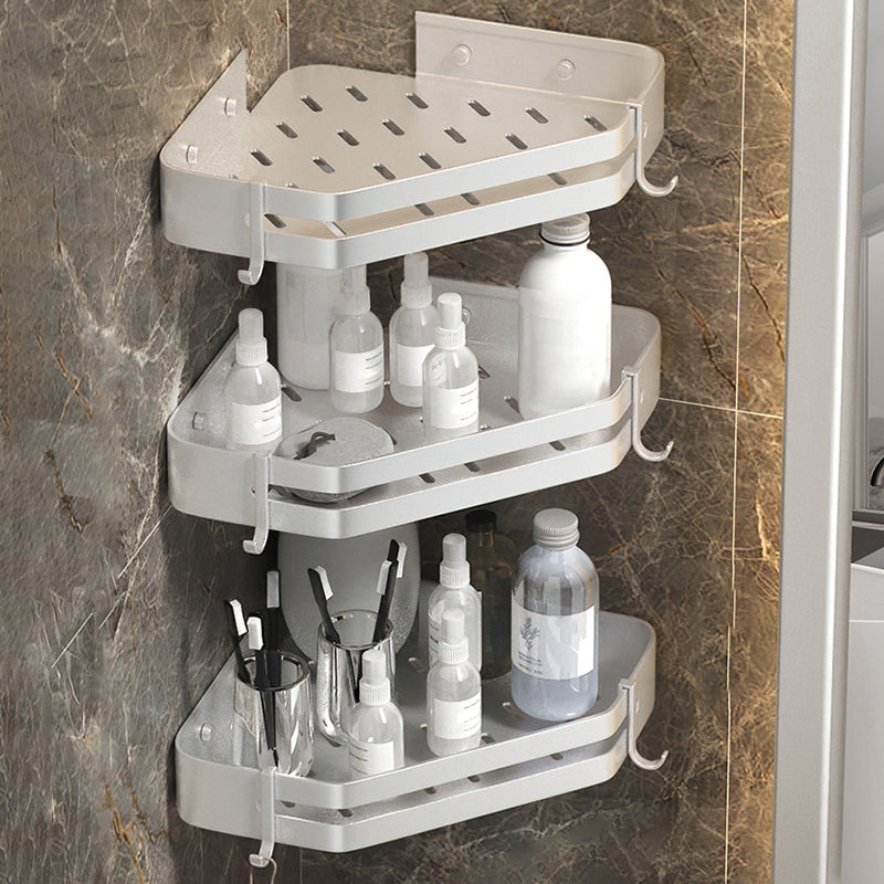 Modern 2/3-Piece Bathroom Set Stainless Triangle Bath Shelf in Aluminum