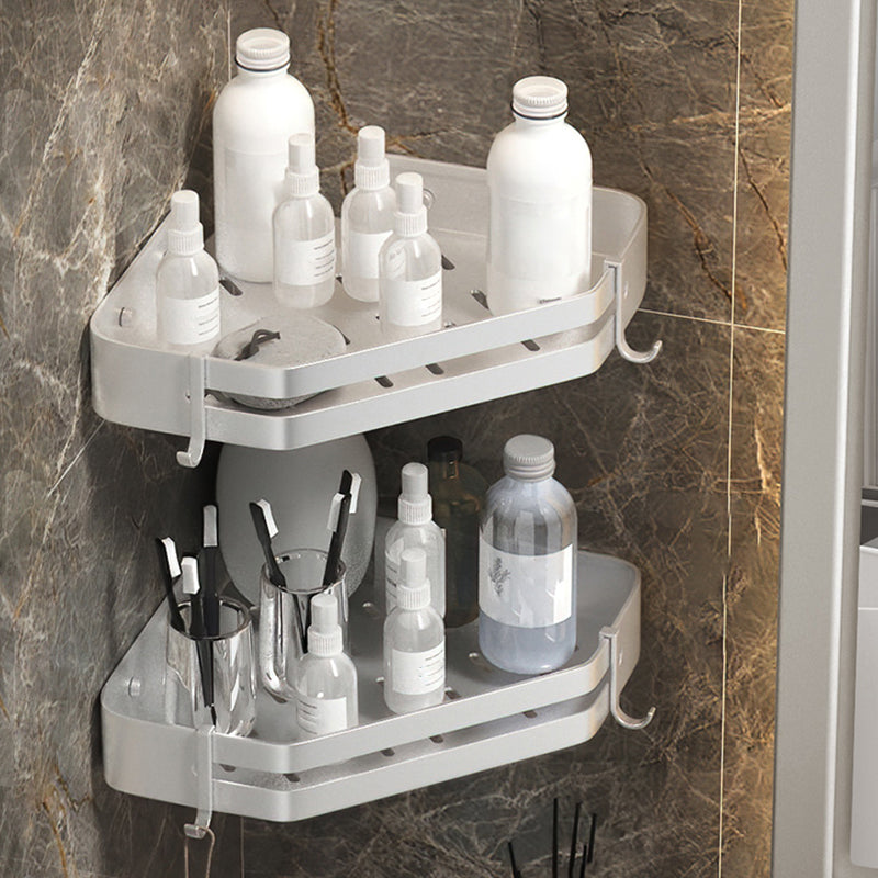 Modern 2/3-Piece Bathroom Set Stainless Triangle Bath Shelf in Aluminum