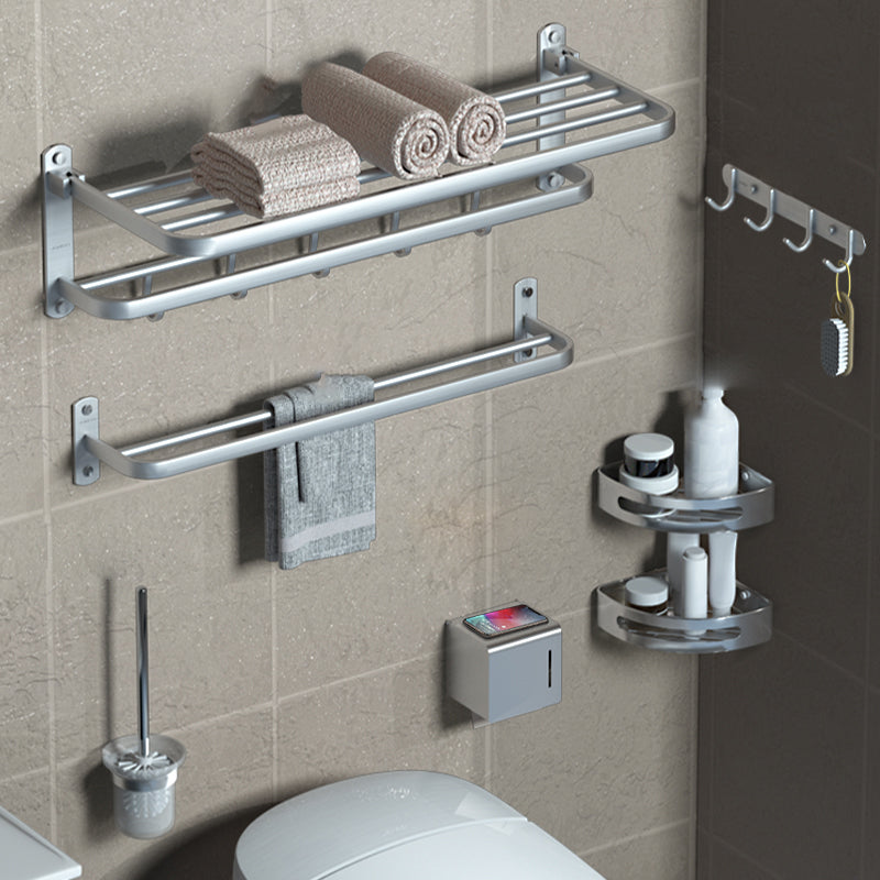 7-Piece Modern Bathroom Accessory Set with Bathe Shelf/Towel Bar/Paper Holder & Robe Hook
