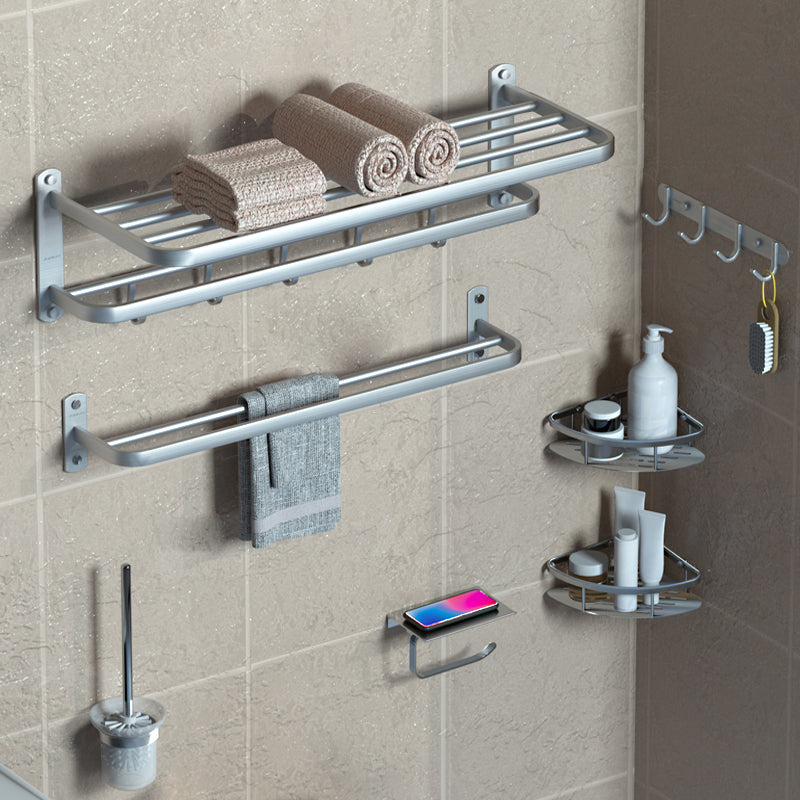 7-Piece Modern Bathroom Accessory Set with Bathe Shelf/Towel Bar/Paper Holder & Robe Hook