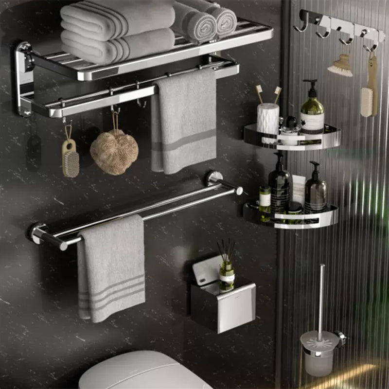 7-Piece Modern Bathroom Accessory Set with Bathe Shelf/Towel Bar/Paper Holder & Robe Hook