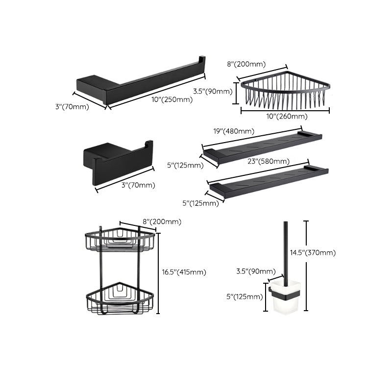 5-Piece Modernism Bath Hardware Set in Stainless Steel Matte Black