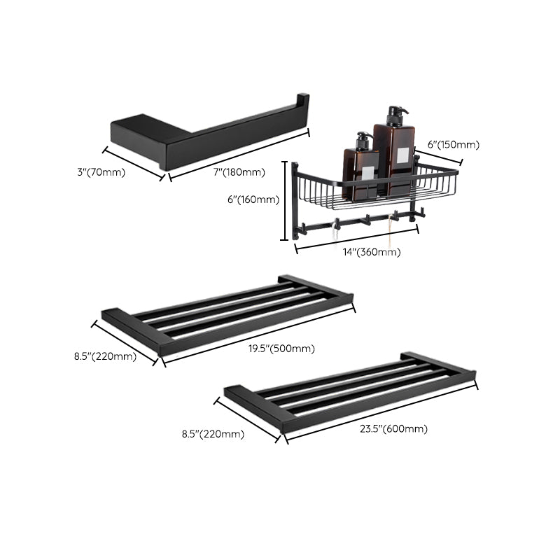 5-Piece Modernism Bath Hardware Set in Stainless Steel Matte Black