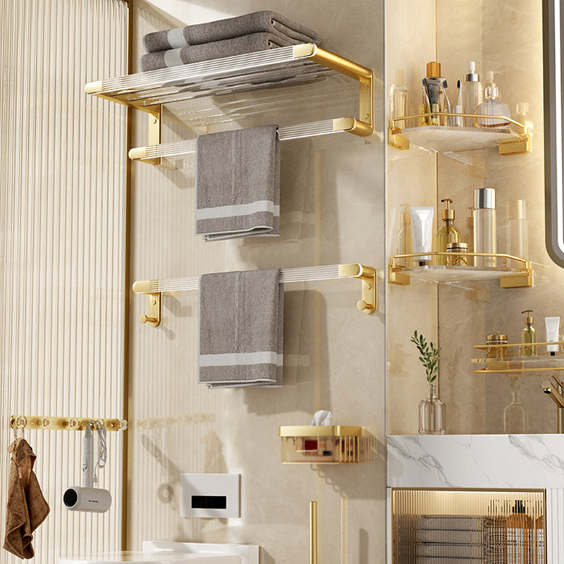 Modern Bathroom Accessory Set in Gold Metal and Acrylic Bath Hardware Set