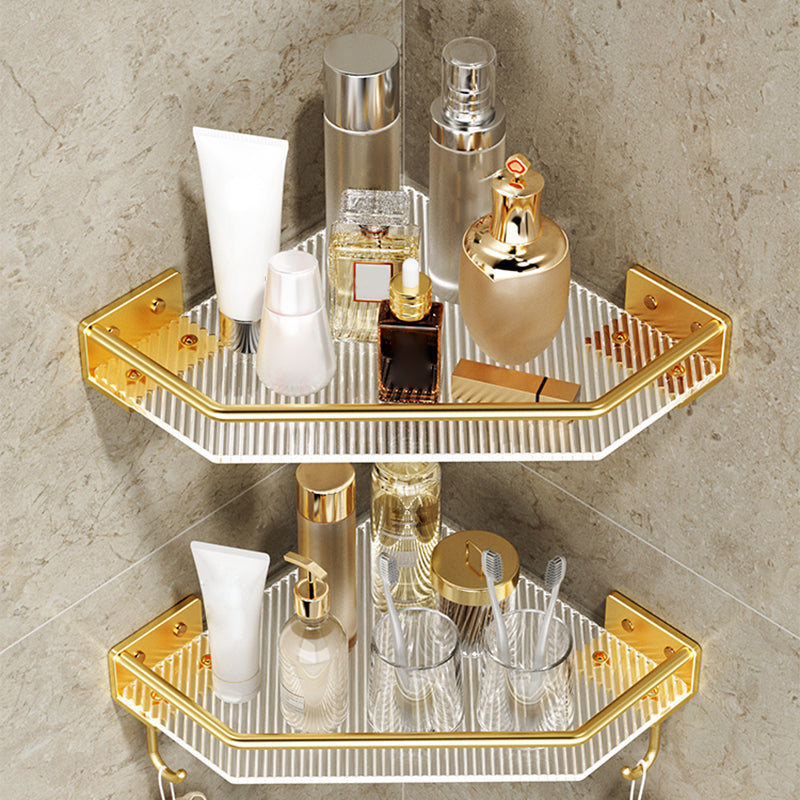 Modern Bathroom Accessory Set in Gold Metal and Acrylic Bath Hardware Set