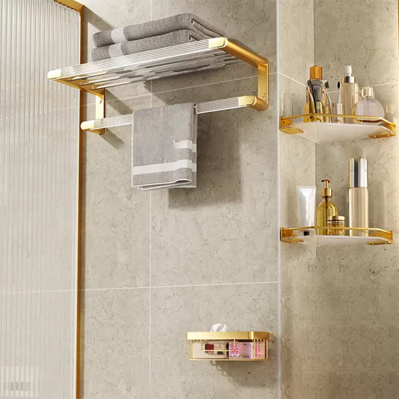 Modern Bathroom Accessory Set in Gold Metal and Acrylic Bath Hardware Set