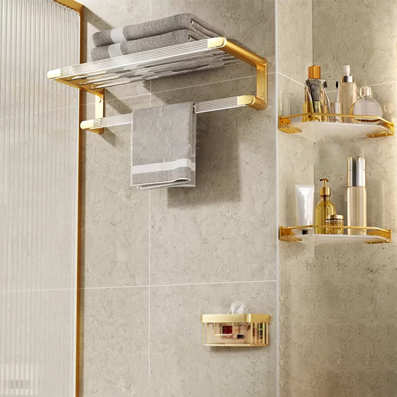Modern Bathroom Accessory Set in Gold Metal and Acrylic Bath Hardware Set
