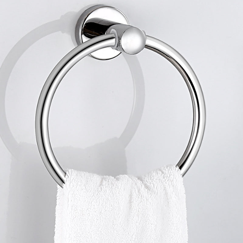 Contemporary Bathroom Accessories Hardware Set in Silver with Towel Bar