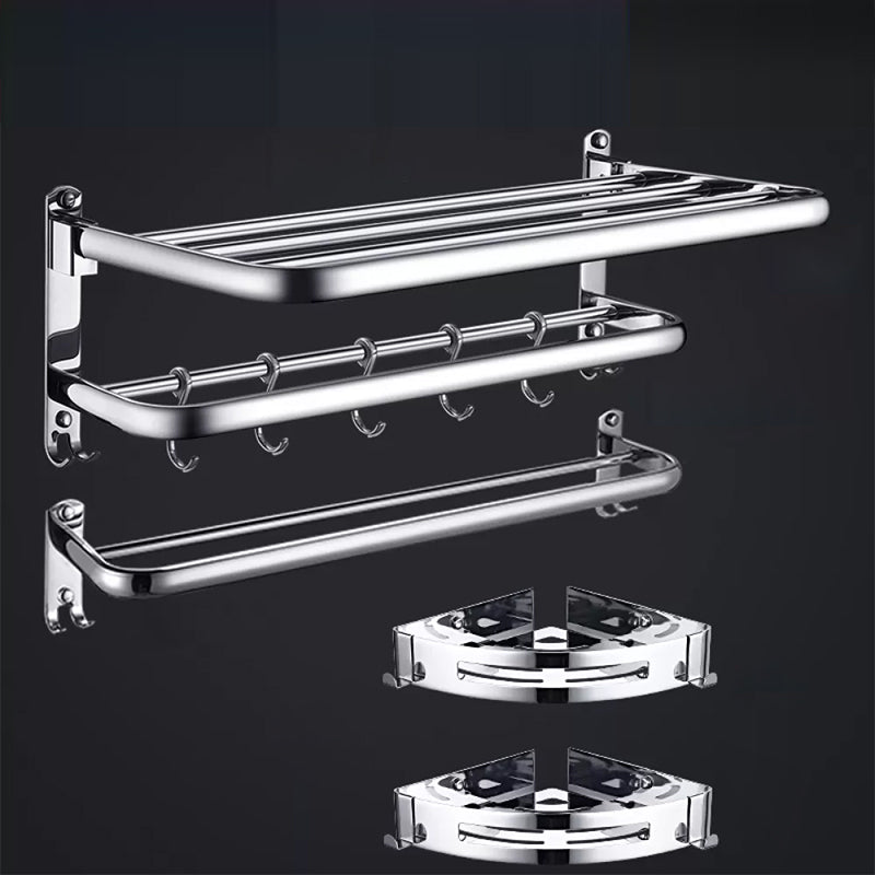 Contemporary Bathroom Accessories Hardware Set in Silver with Towel Bar