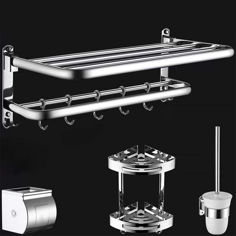 Contemporary Bathroom Accessories Hardware Set in Silver with Towel Bar