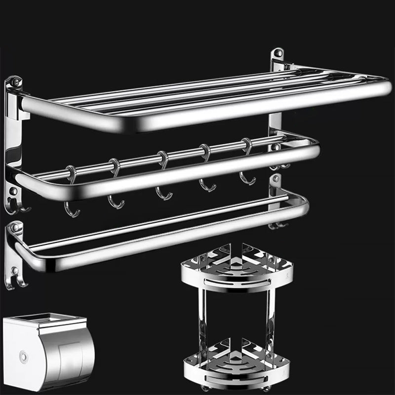 Contemporary Bathroom Accessories Hardware Set in Silver with Towel Bar