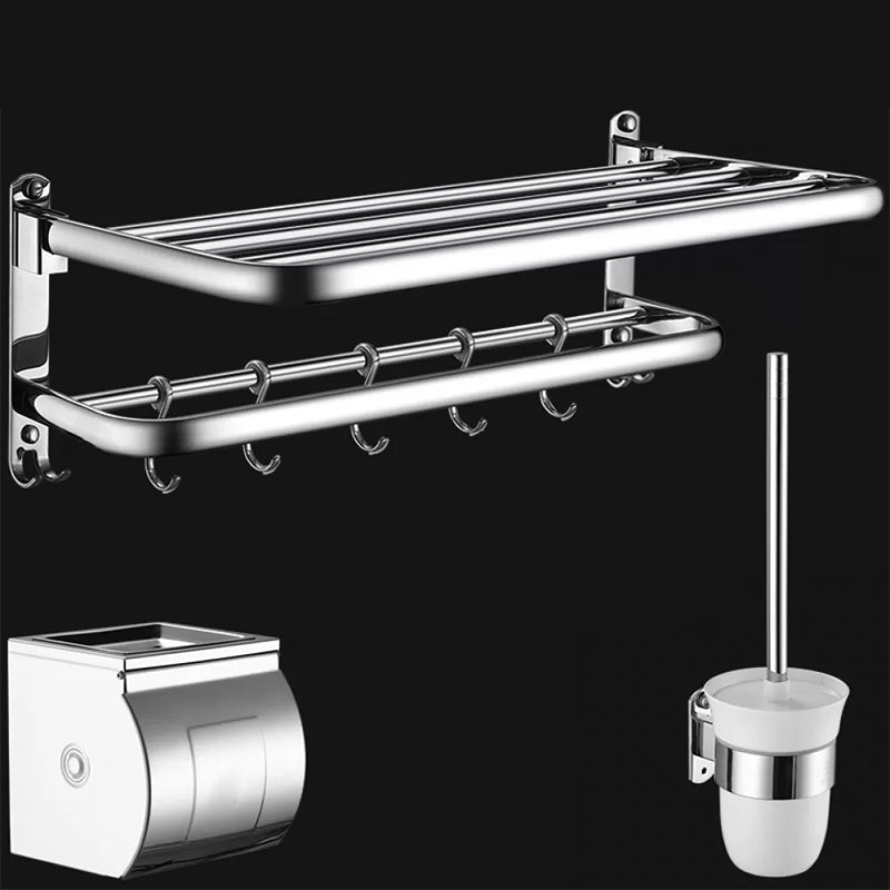 Contemporary Bathroom Accessories Hardware Set in Silver with Towel Bar