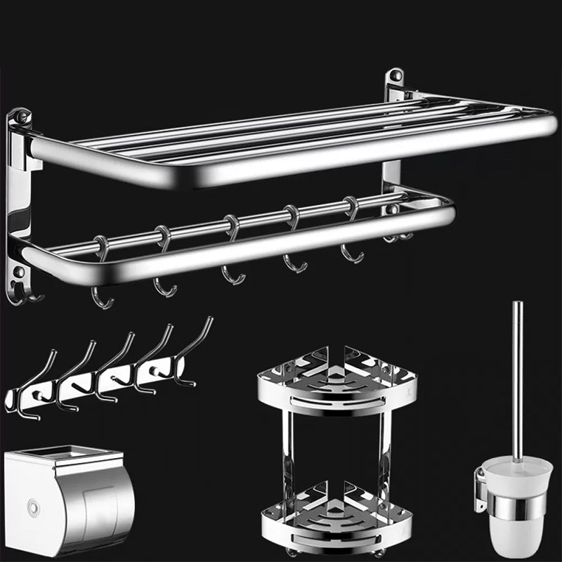 Contemporary Bathroom Accessories Hardware Set in Silver with Towel Bar