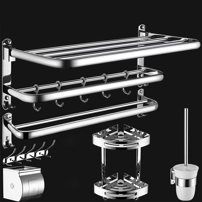 Contemporary Bathroom Accessories Hardware Set in Silver with Towel Bar