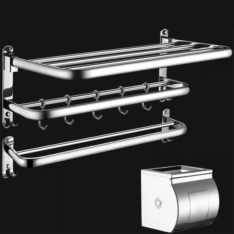 Contemporary Bathroom Accessories Hardware Set in Silver with Towel Bar