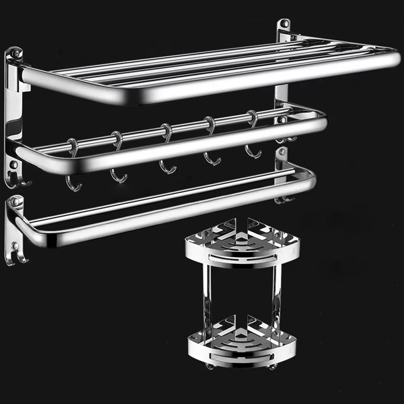 Contemporary Bathroom Accessories Hardware Set in Silver with Towel Bar
