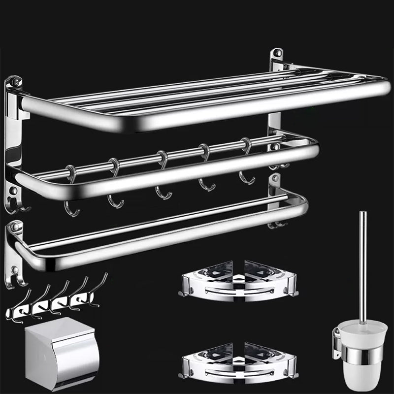 Contemporary Bathroom Accessories Hardware Set in Silver with Towel Bar