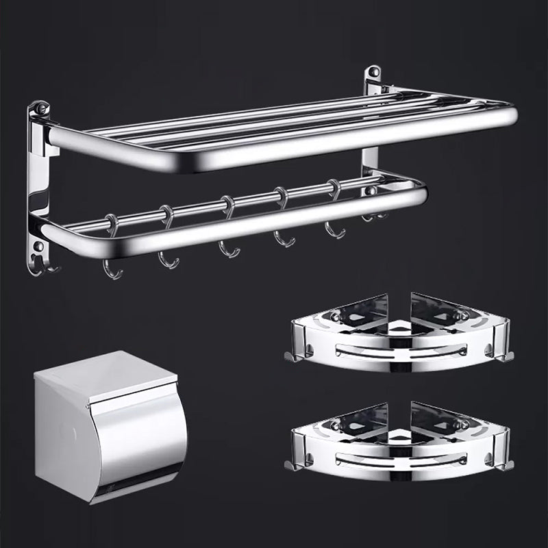 Contemporary Bathroom Accessories Hardware Set in Silver with Towel Bar