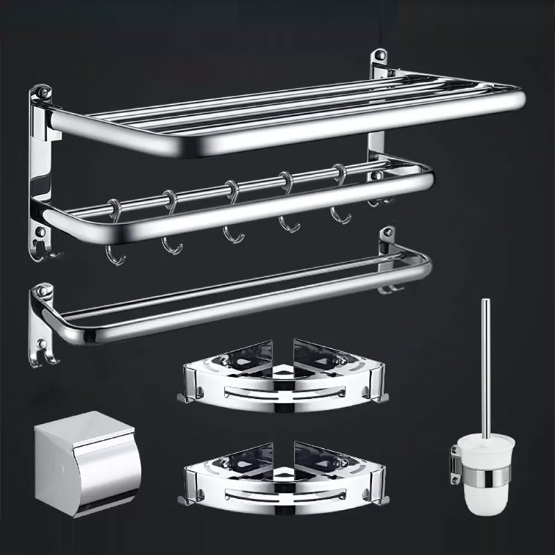 Contemporary Bathroom Accessories Hardware Set in Silver with Towel Bar