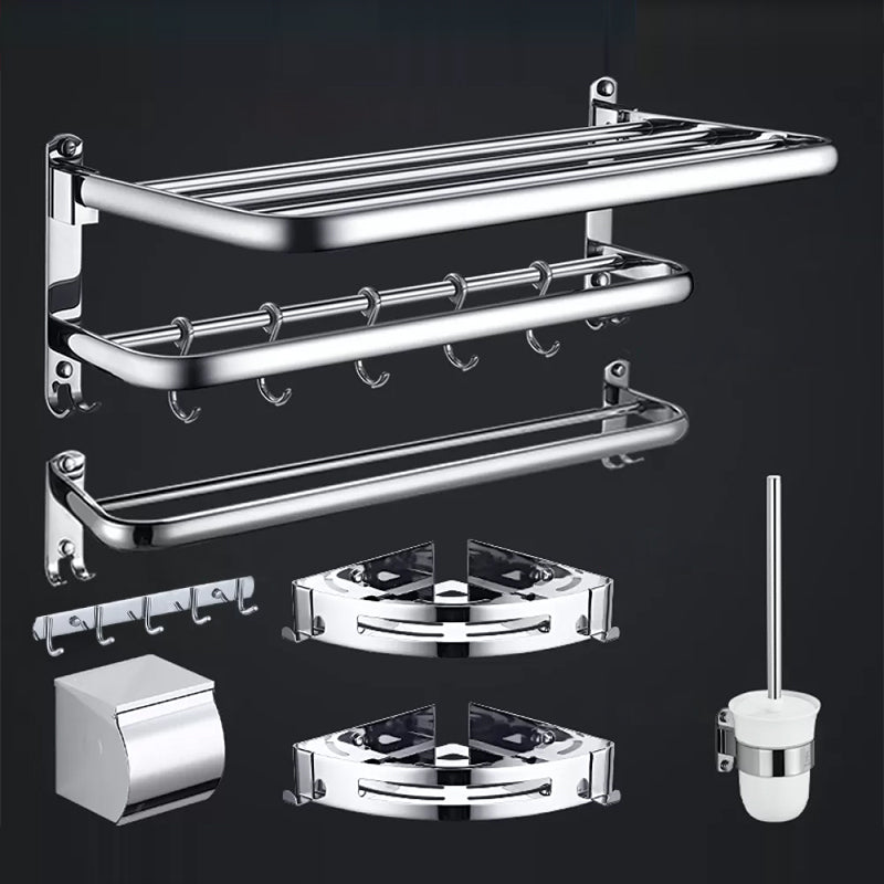 Contemporary Bathroom Accessories Hardware Set in Silver with Towel Bar