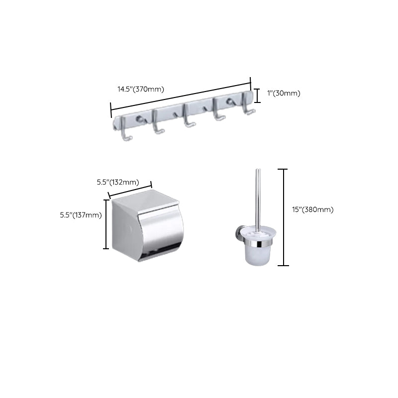 Contemporary Bathroom Accessories Hardware Set in Silver with Towel Bar