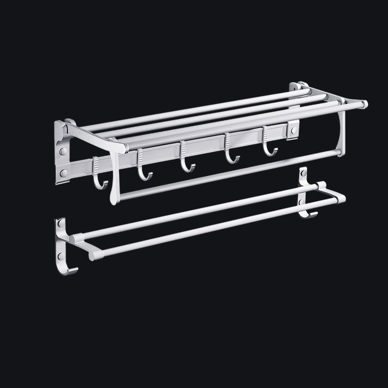Contemporary Silver Metal Bathroom Accessory Kit with Towel Bar