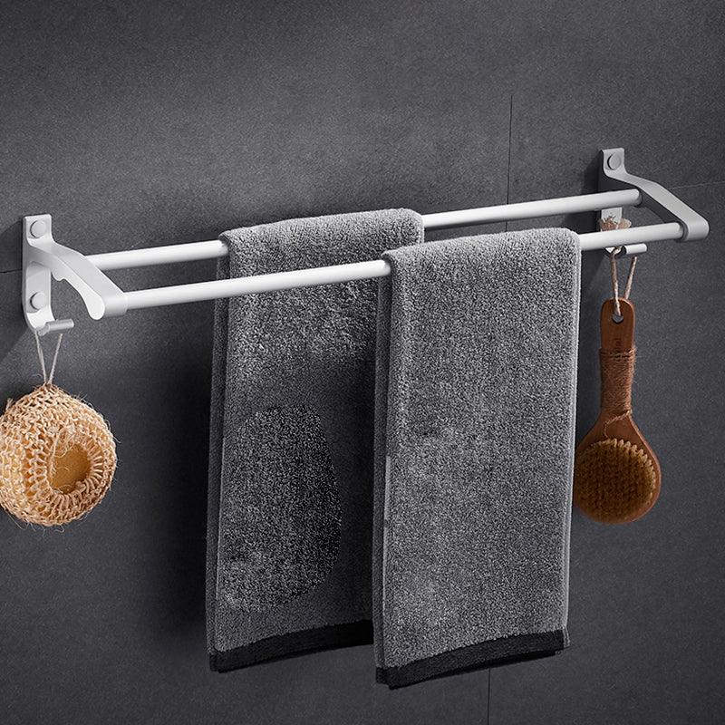 Contemporary Silver Metal Bathroom Accessory Kit with Towel Bar