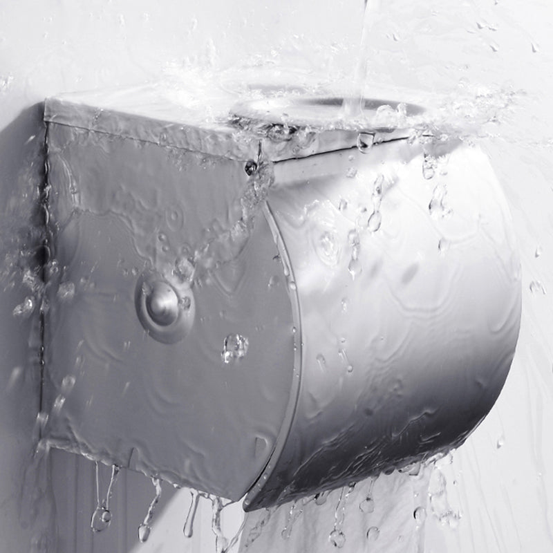 Contemporary Silver Metal Bathroom Accessory Kit with Towel Bar