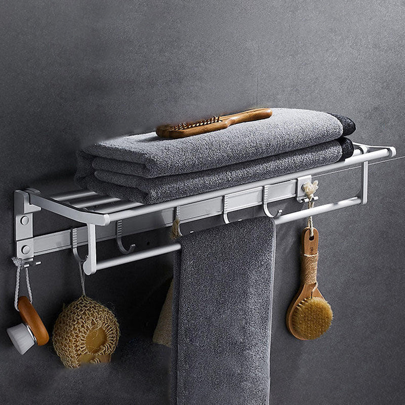 Contemporary Silver Metal Bathroom Accessory Kit with Towel Bar