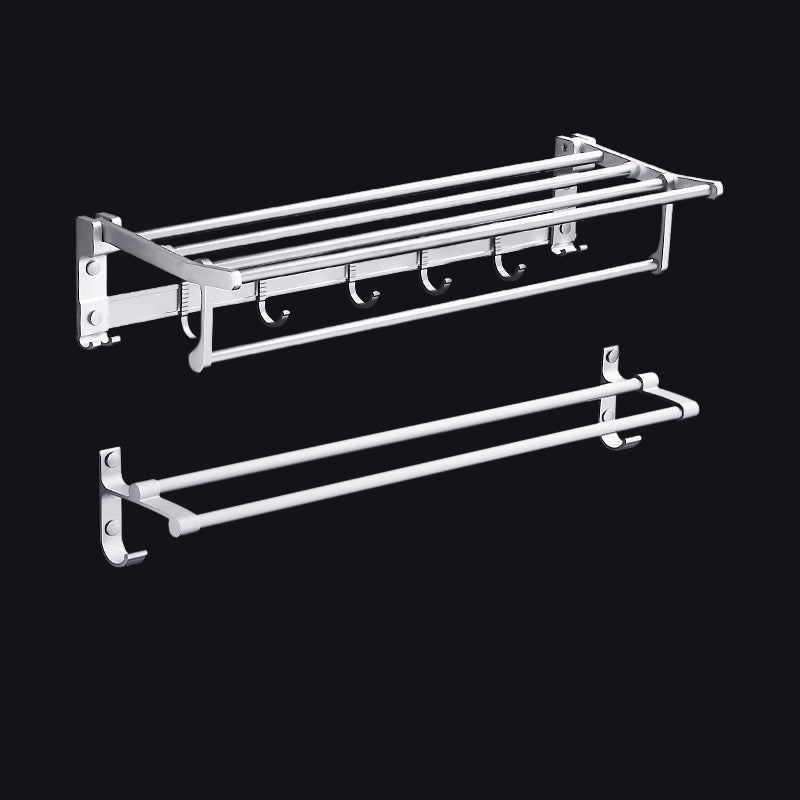Contemporary Silver Metal Bathroom Accessory Kit with Towel Bar