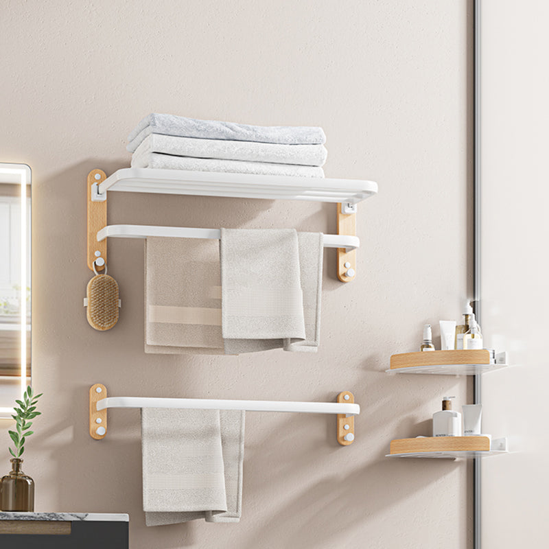 White Metal and Solid Wood Bathroom Accessories Hardware Set