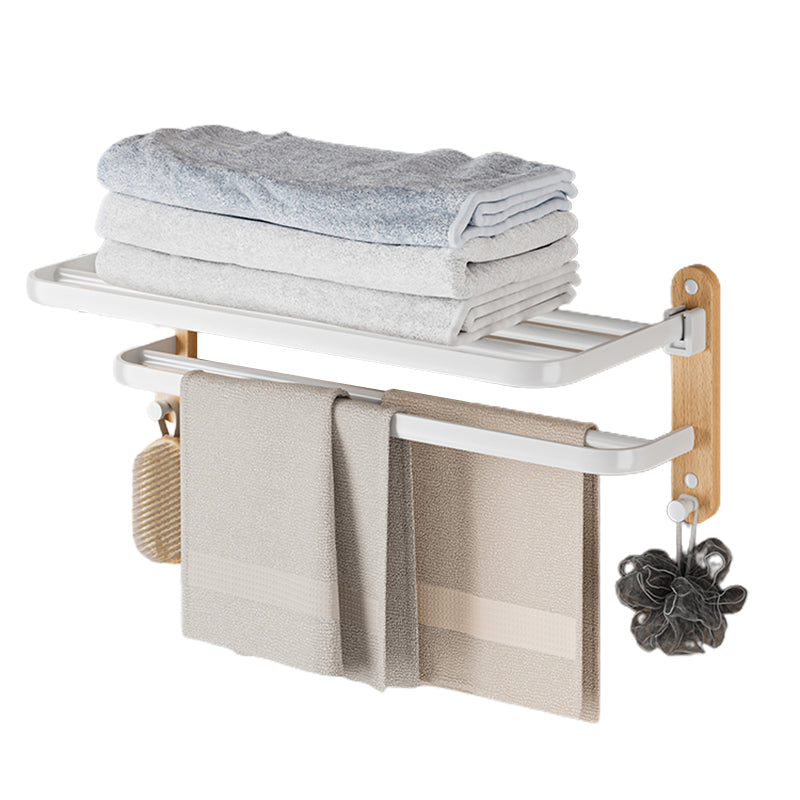 White Metal and Solid Wood Bathroom Accessories Hardware Set