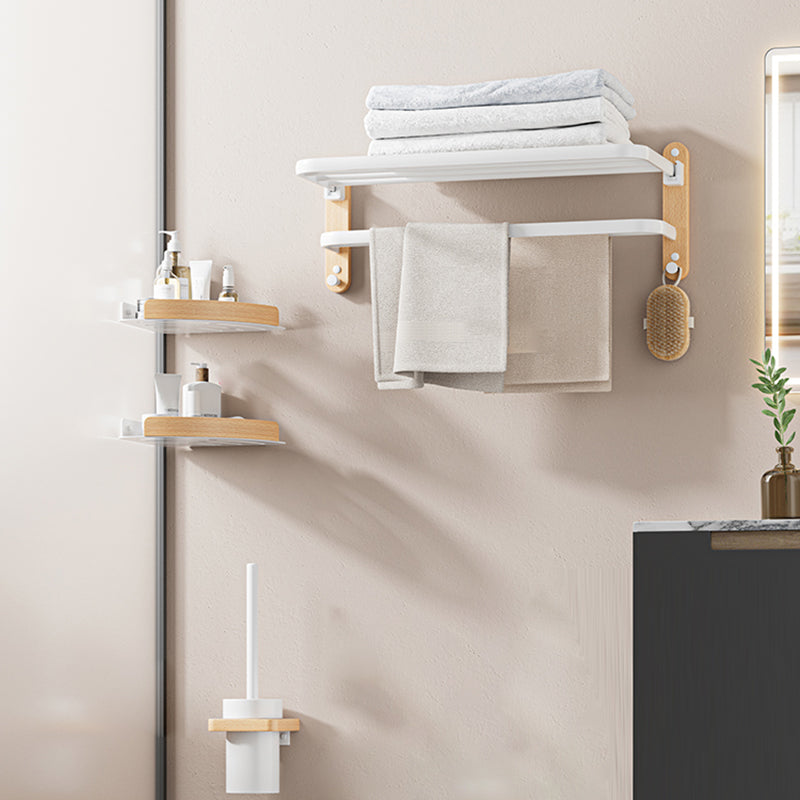 White Metal and Solid Wood Bathroom Accessories Hardware Set