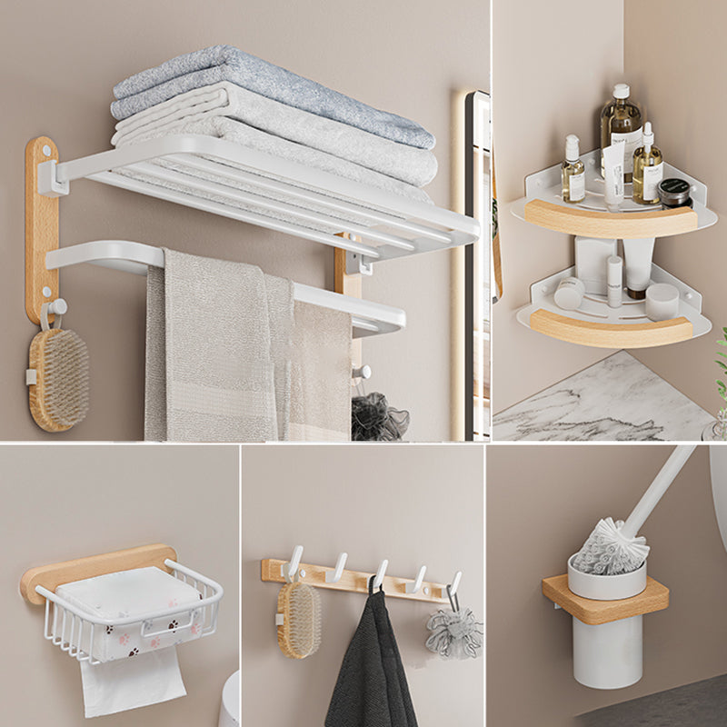 White Metal and Solid Wood Bathroom Accessories Hardware Set