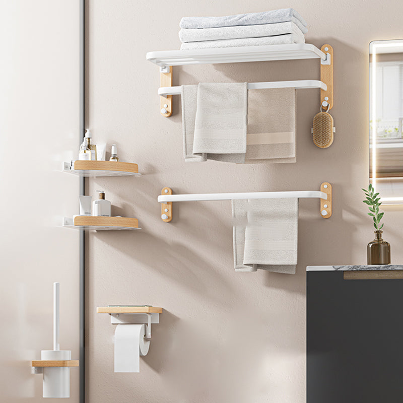 White Metal and Solid Wood Bathroom Accessories Hardware Set