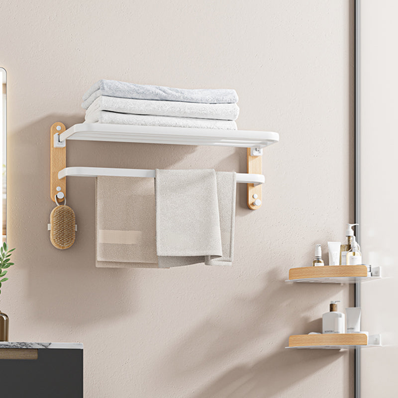 White Metal and Solid Wood Bathroom Accessories Hardware Set