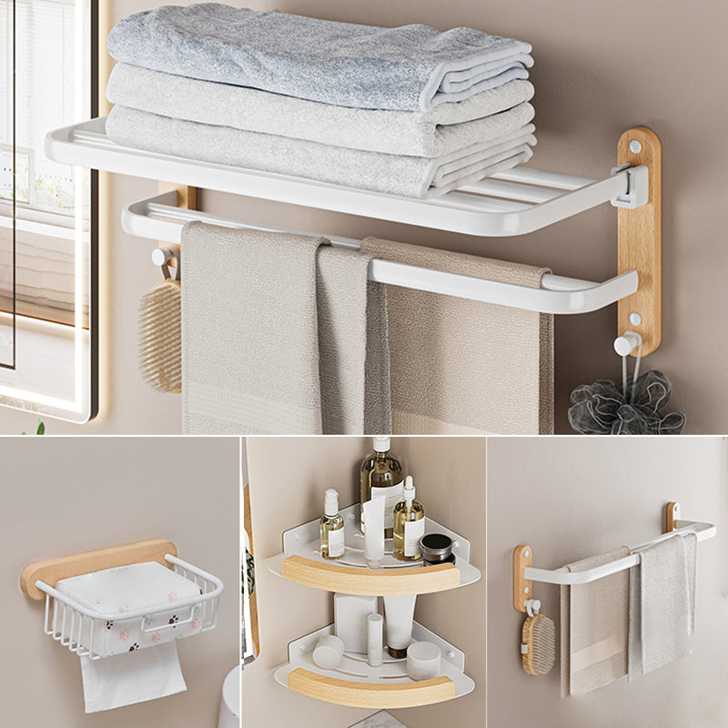 White Metal and Solid Wood Bathroom Accessories Hardware Set