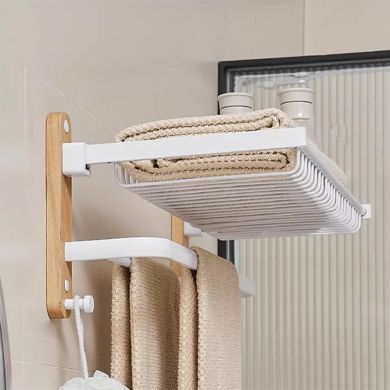 White Metal and Solid Wood Bathroom Accessories Hardware Set