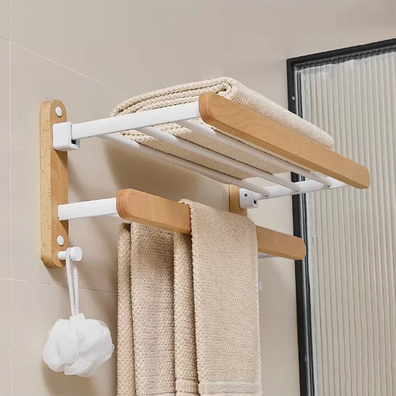 White Metal and Solid Wood Bathroom Accessories Hardware Set