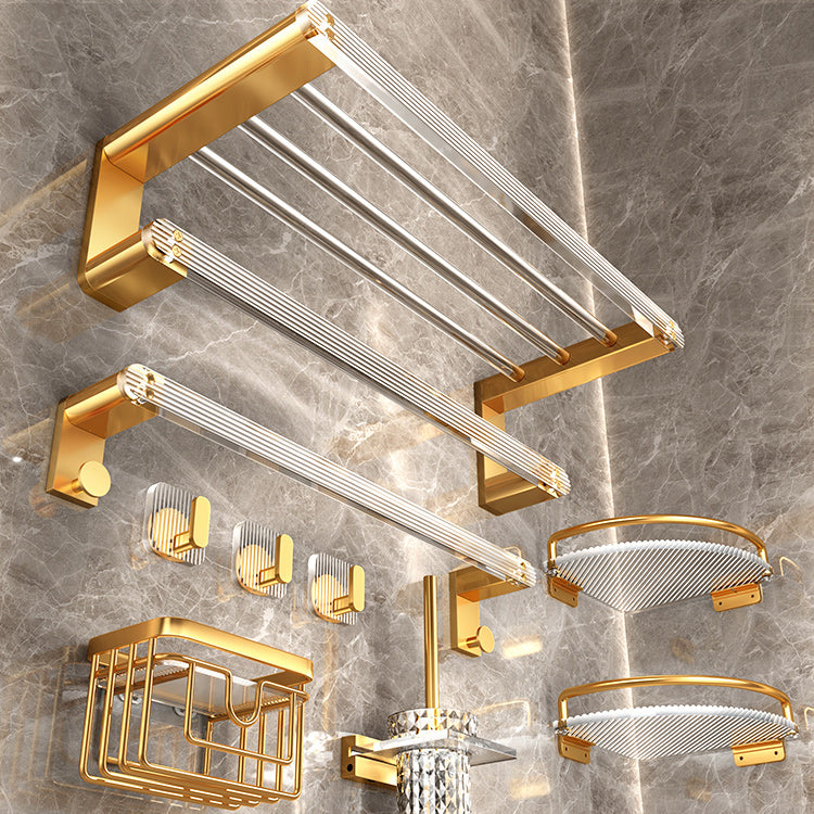 Modern Golden Bathroom Accessory As Individual Or As a Set with Bath Shelf